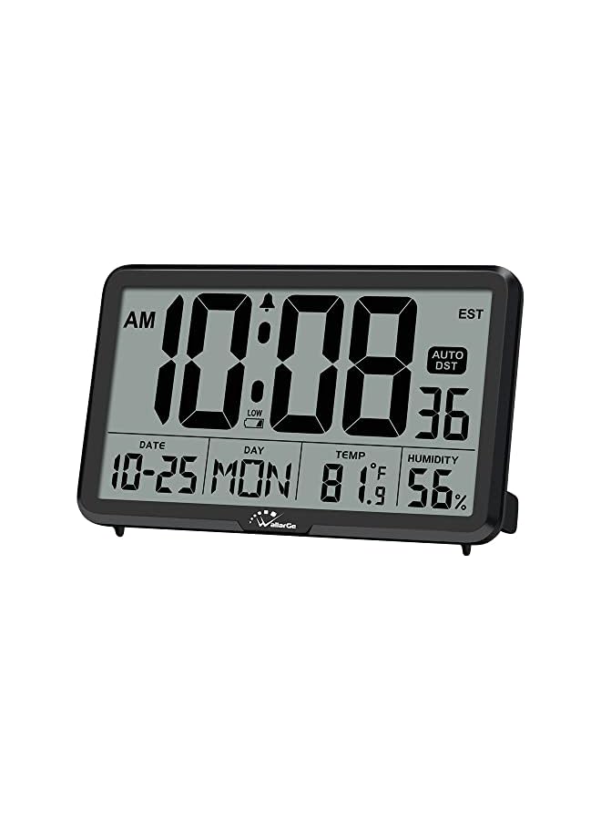 The Bros Auto Set Digital Wall Clock Battery Operated, Desk Clocks with Temperature, Humidity and Date, Large Display Digital Calendar Alarm Clock for Elderly, Bedroom, Office, 8 Time Zone, Auto DST. - Image 2