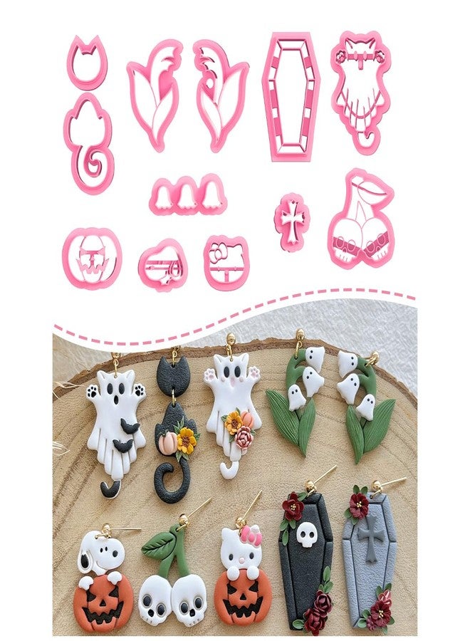 Keoker Halloween Polymer Clay Cutters - 12 Shapes Halloween Pumpkin Clay Earring Cutters - Image 1