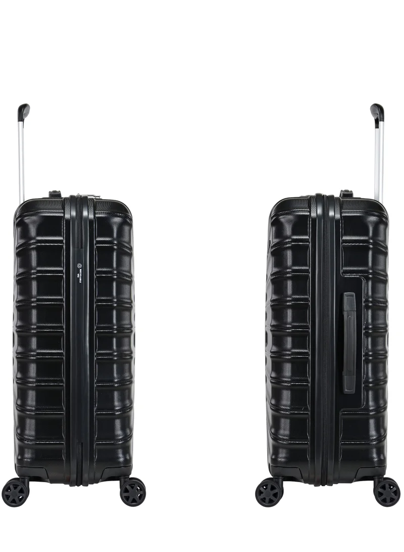 eminent Hard Case Travel Bag Medium Luggage Trolley TPO Lightweight Suitcase 4 Quiet Double Spinner Wheels with TSA Lock KK30 Black