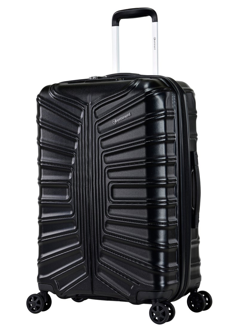 eminent Hard Case Travel Bag Medium Luggage Trolley TPO Lightweight Suitcase 4 Quiet Double Spinner Wheels with TSA Lock KK30 Black  - Image 1