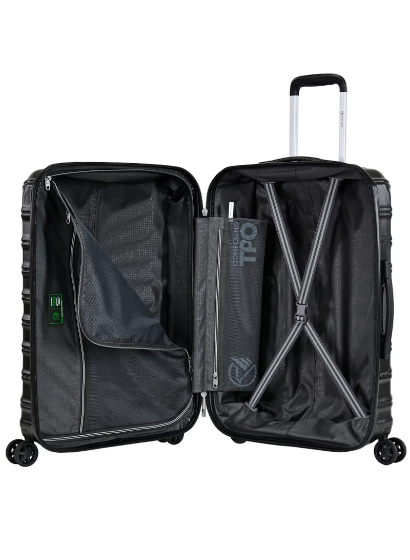 eminent Hard Case Travel Bag Medium Luggage Trolley TPO Lightweight Suitcase 4 Quiet Double Spinner Wheels with TSA Lock KK30 Black