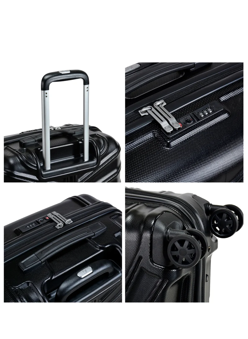 eminent Hard Case Travel Bag Medium Luggage Trolley TPO Lightweight Suitcase 4 Quiet Double Spinner Wheels with TSA Lock KK30 Black