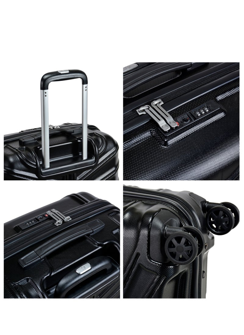 eminent Hard Case Travel Bag Medium Luggage Trolley TPO Lightweight Suitcase 4 Quiet Double Spinner Wheels with TSA Lock KK30 Black  - Image 4