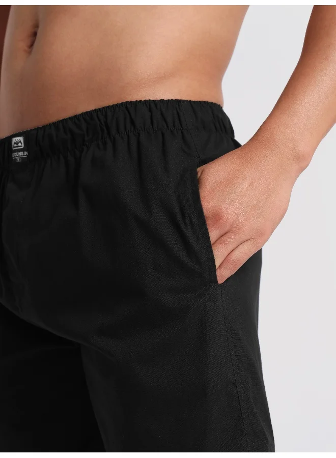 Beyoung Plain Black Mens Boxer
