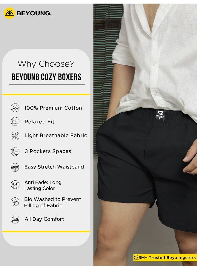 Beyoung Plain Black Mens Boxer  - Image 5