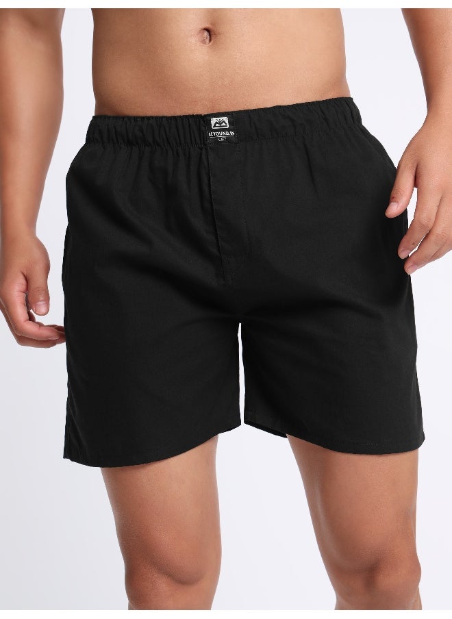 Beyoung Plain Black Mens Boxer  - Image 1