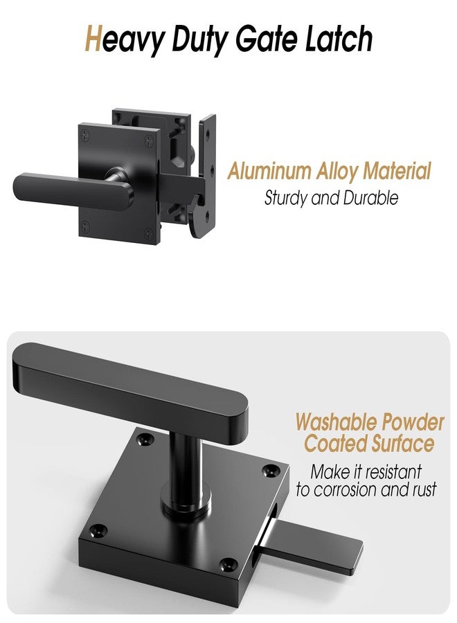 Aglehome Double Side Gate Latch, Heavy Duty Gate Latch for Wooden Fence, Black Fence Gate Latch with Handles, Heavy Duty Gate Latch for Wooden Gates, Pool Gate, Backyard, Garden - Image 5