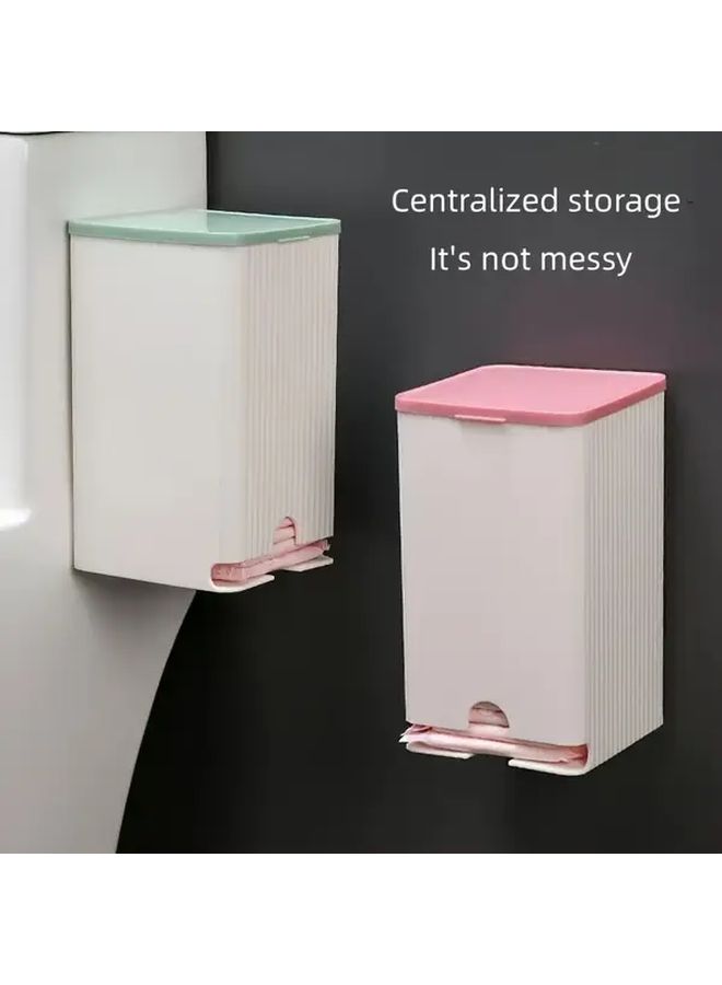 Pink Wall Mounted Sanitary Pad Holder And Organizer Flip Top Dustproof Storage Box With Color Coded Lid For Tampons Swabs Makeup Tools One Touch Lock No Tools Needed Bathroom Essentials - Image 4