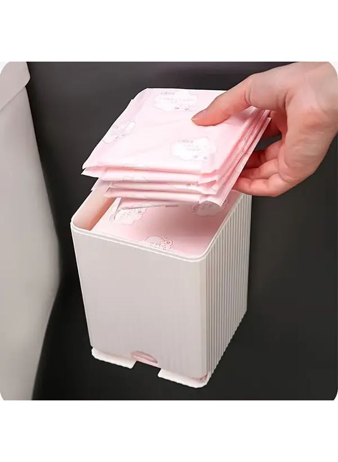 Pink Wall Mounted Sanitary Pad Holder And Organizer Flip Top Dustproof Storage Box With Color Coded Lid For Tampons Swabs Makeup Tools One Touch Lock No Tools Needed Bathroom Essentials - Image 3
