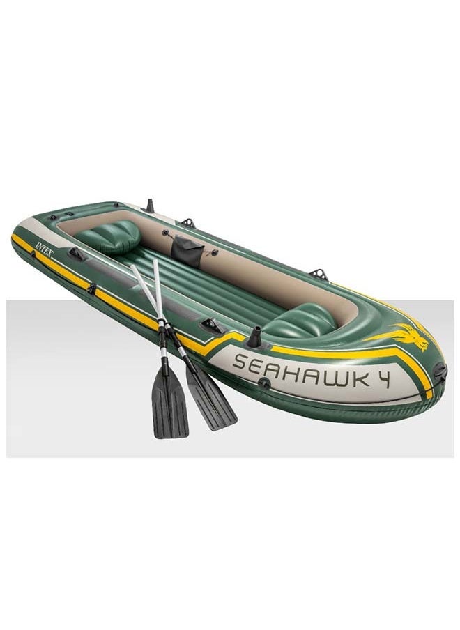 INTEX - Adult Heavy-Duty Kayak Inflatable Boat, Wear-Resistant Hovercraft for Fishing, Tourism, and Entertainment Small Boats，Seahawk 4 Boat Set - Image 1