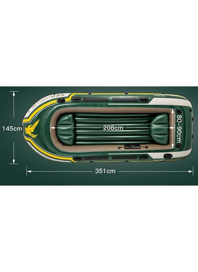 INTEX - Adult Heavy-Duty Kayak Inflatable Boat, Wear-Resistant Hovercraft for Fishing, Tourism, and Entertainment Small Boats，Seahawk 4 Boat Set - Image 1