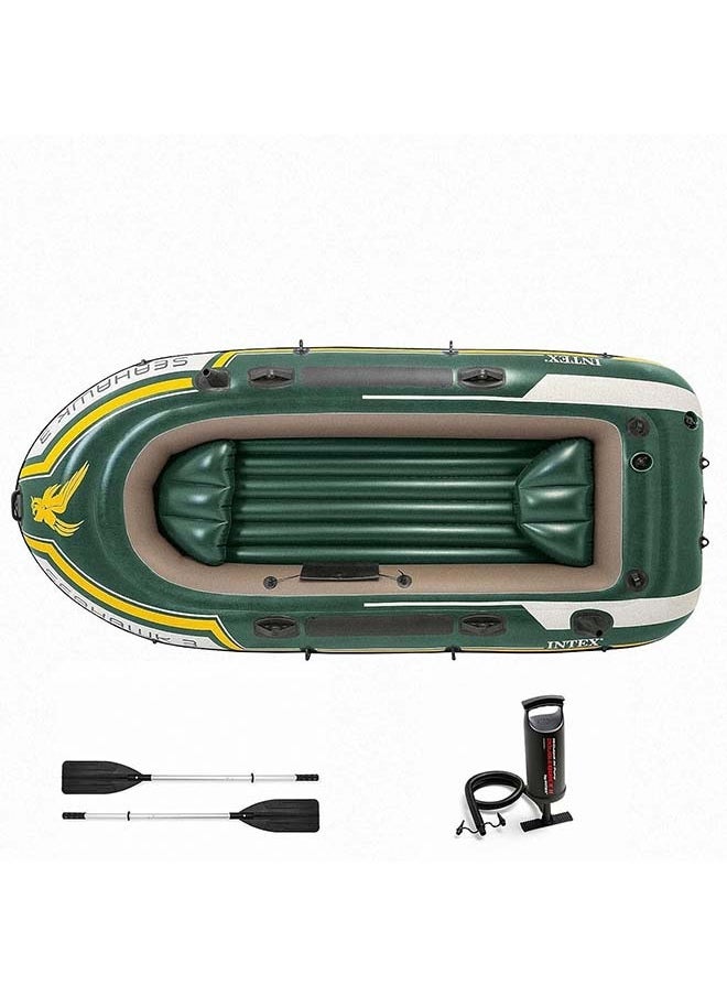 INTEX - Adult Heavy-Duty Kayak Inflatable Boat, Wear-Resistant Hovercraft for Fishing, Tourism, and Entertainment Small Boats，Seahawk 4 Boat Set - Image 1