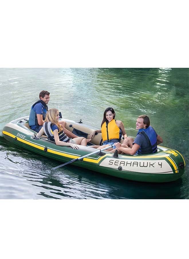 INTEX - Adult Heavy-Duty Kayak Inflatable Boat, Wear-Resistant Hovercraft for Fishing, Tourism, and Entertainment Small Boats，Seahawk 4 Boat Set - Image 1