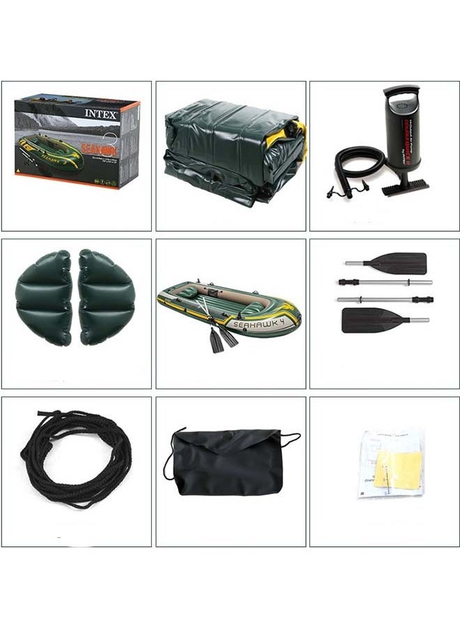 INTEX - Adult Heavy-Duty Kayak Inflatable Boat, Wear-Resistant Hovercraft for Fishing, Tourism, and Entertainment Small Boats，Seahawk 4 Boat Set - Image 1