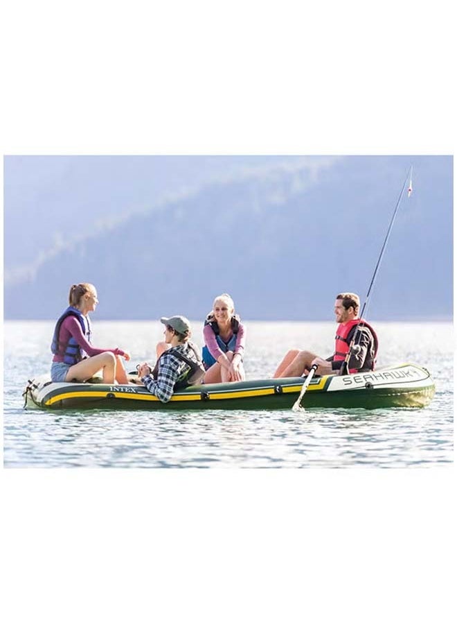 INTEX - Adult Heavy-Duty Kayak Inflatable Boat, Wear-Resistant Hovercraft for Fishing, Tourism, and Entertainment Small Boats，Seahawk 4 Boat Set - Image 1