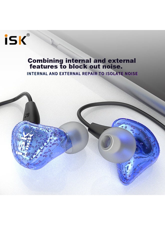 Isksem3c In-ear Earphones, Professional Monitoring, Powerful Bass, Clear Treble, For Karaoke/gaming/music/phone/sound Card, Douyin/kuaishou Celebrity Equipment, Blue - Image 1