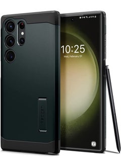 Spigen غطاء حماية متين لهاتف سامسونج جالاكسي S23 الترا مع إسفنج فائق التأثير - أخضر غامق  - Image 1