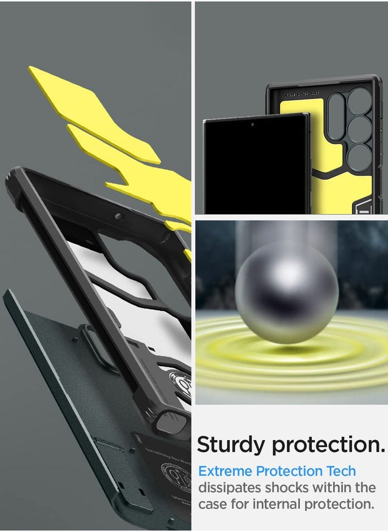 Spigen Tough Armor for Samsung Galaxy S23 ULTRA Case Cover with Extreme Impact Foam - Abyss Green  - Image 4