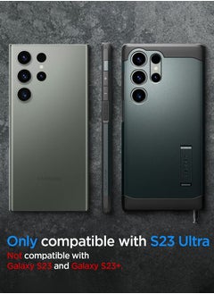 Spigen غطاء حماية متين لهاتف سامسونج جالاكسي S23 الترا مع إسفنج فائق التأثير - أخضر غامق  - Image 2