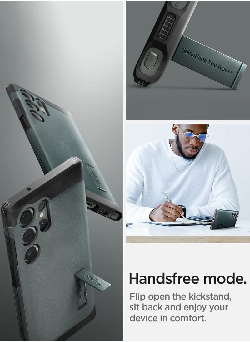 Spigen Tough Armor for Samsung Galaxy S23 ULTRA Case Cover with Extreme Impact Foam - Abyss Green  - Image 3
