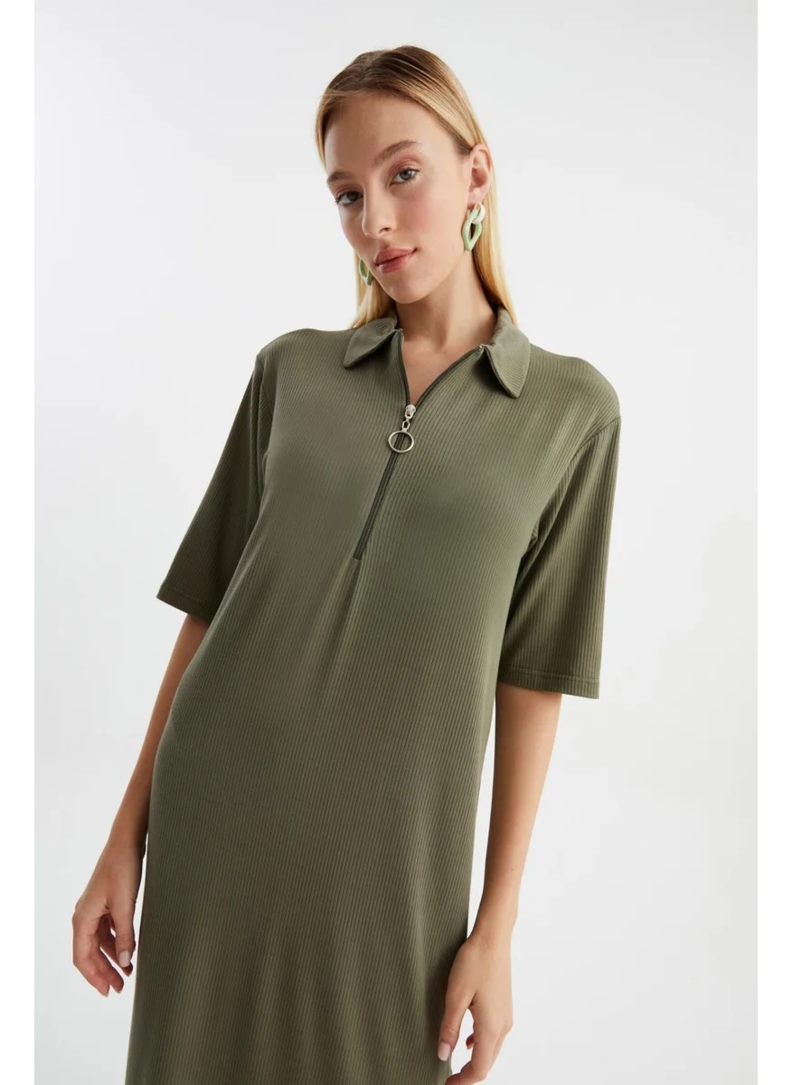 الكسندر جاردي Ribbed Zipper Detailed Dress (B23-00108)
