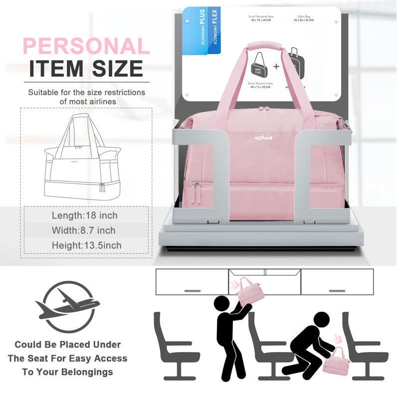 ETRONIK Gym Bag for Women, Personal Item Travel Bag with Shoes Compartment, Weekender Overnight Duffel Bag with Wet Pocket & USB Charging Port, Carry On Bag for Women, Travel, Gym, Weekend - Image 2