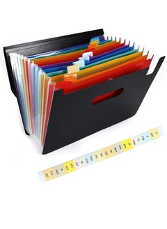 Bukela File Organisers, 12 Pockets Expanding File Folder, Accordion A4 Letter Size Portable Document Holder with Lid, Filling Folders Desk Storage Accordion File Organizer, Plastic Bills Storage Box  - Image 2