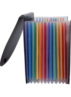 Bukela File Organisers, 12 Pockets Expanding File Folder, Accordion A4 Letter Size Portable Document Holder with Lid, Filling Folders Desk Storage Accordion File Organizer, Plastic Bills Storage Box  - Image 5