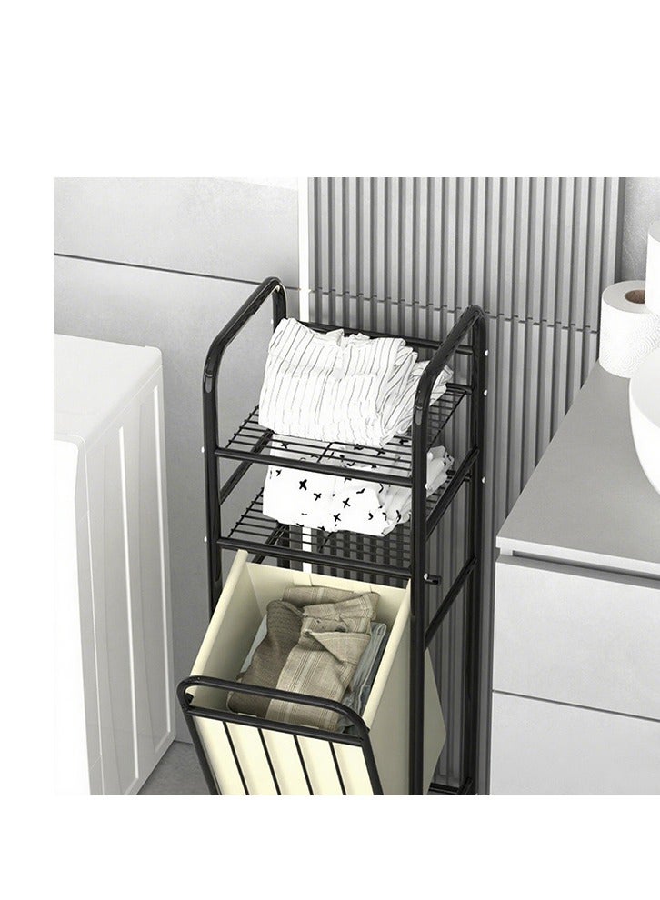 Dirty Clothes Basket Storage Rack Splicing Wrought Iron Easy To Assemble Bathroom Laundry Rack Multifunctional Rack Black  - Image 1