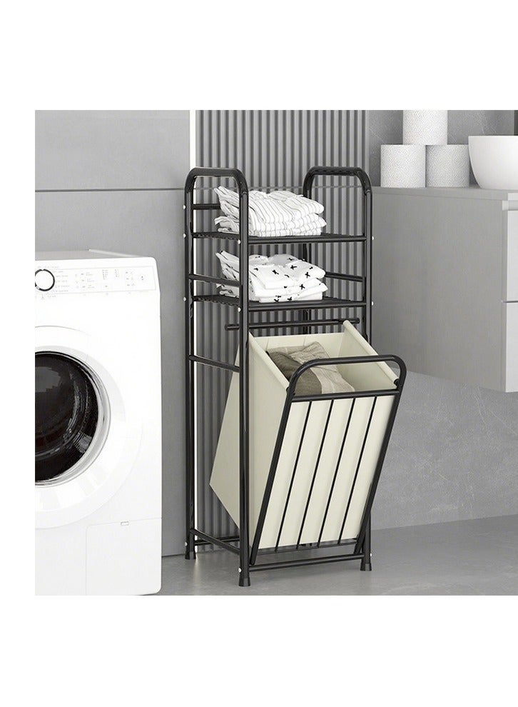 Dirty Clothes Basket Storage Rack Splicing Wrought Iron Easy To Assemble Bathroom Laundry Rack Multifunctional Rack Black  - Image 2
