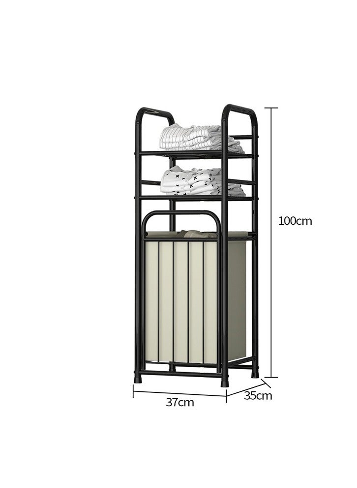 Dirty Clothes Basket Storage Rack Splicing Wrought Iron Easy To Assemble Bathroom Laundry Rack Multifunctional Rack Black  - Image 3