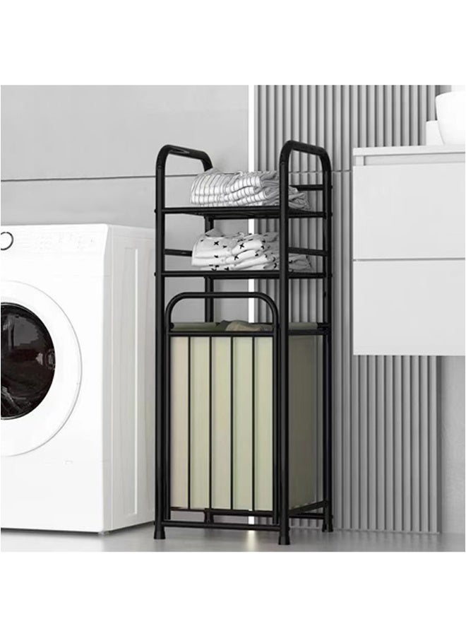 Dirty Clothes Basket Storage Rack Splicing Wrought Iron Easy To Assemble Bathroom Laundry Rack Multifunctional Rack Black - Image 1