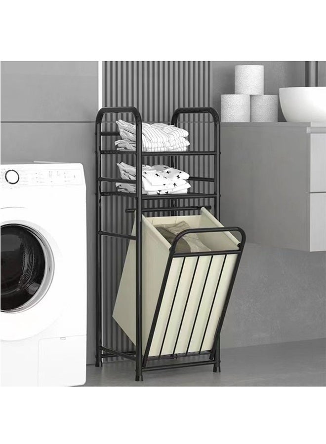 Dirty Clothes Basket Storage Rack Splicing Wrought Iron Easy To Assemble Bathroom Laundry Rack Multifunctional Rack Black - Image 2