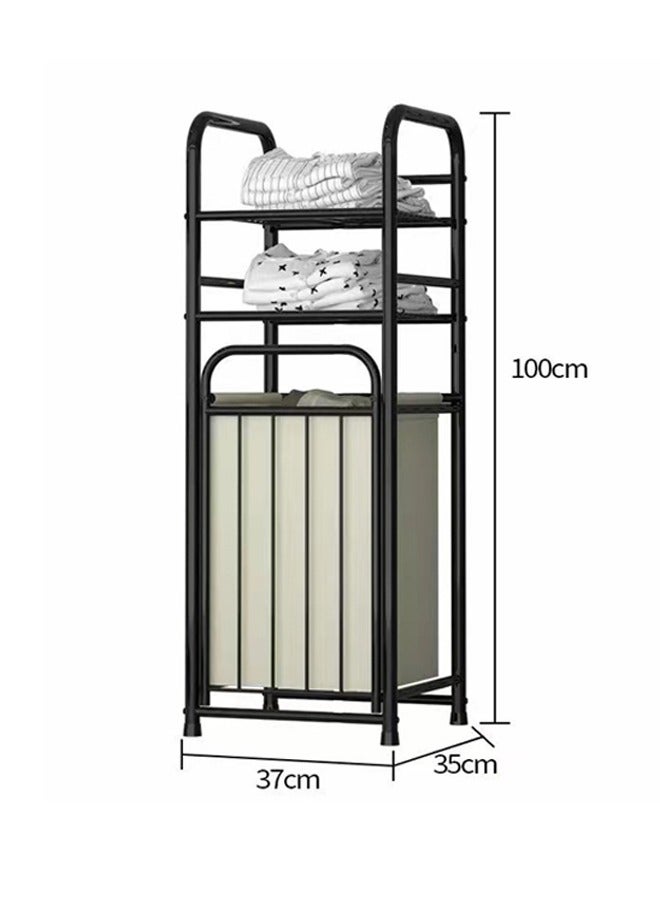 Dirty Clothes Basket Storage Rack Splicing Wrought Iron Easy To Assemble Bathroom Laundry Rack Multifunctional Rack Black - Image 5