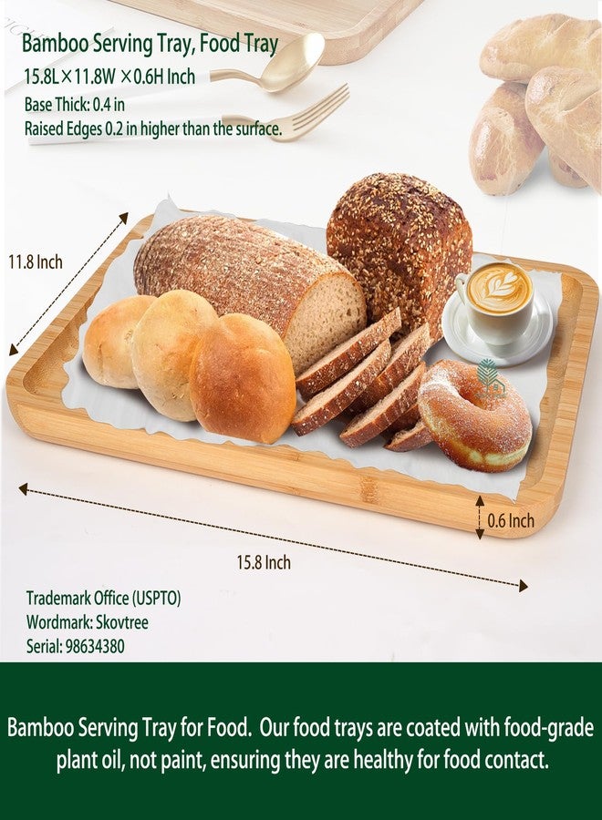 Skovtree Bamboo Serving Tray, Food Tray for Eating and Serving Coffee, Tea, 15.8x11.8 Inch - Image 2