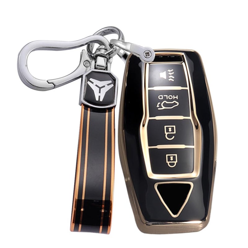 Ysbxitu 4 Buttons Remote Key Fob Cover with Keychain Fit for Mitsubishi Smart Key Shell Case Compatible with Mitsubishi Outlander 2021 2022 2023 2024 Keyless Key Sleeve Key Protective CoverBlack - Image 3