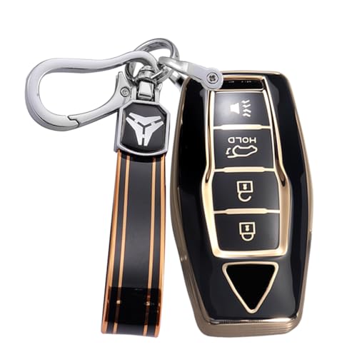 Ysbxitu 4 Buttons Remote Key Fob Cover with Keychain Fit for Mitsubishi Smart Key Shell Case Compatible with Mitsubishi Outlander 2021 2022 2023 2024 Keyless Key Sleeve Key Protective CoverBlack - Image 1