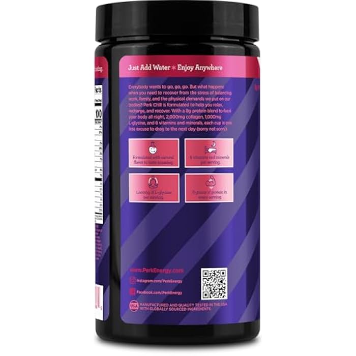 Perk Chill Drink Mix (Chocolate Raspberry) 18 Servings – Calming Melatonin-Free Nighttime Sleep Aid Support with Magnesium & L-Glycine, Soy-Free, Peanut-Free, Gluten-Free - Image 4
