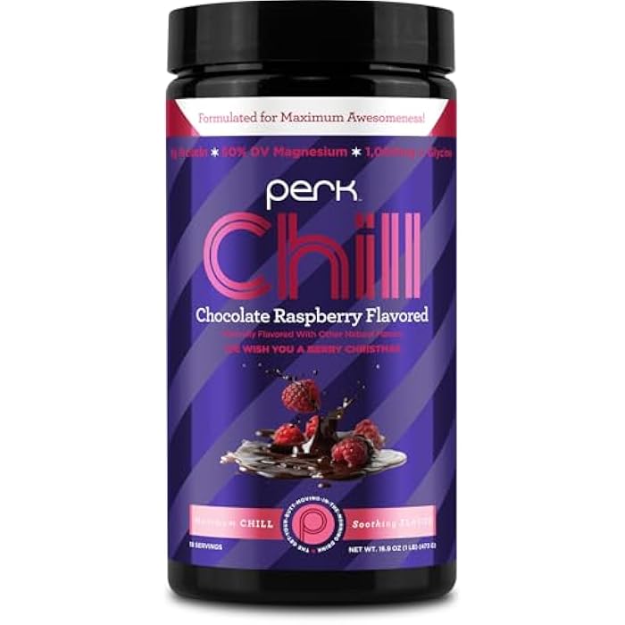 Perk Chill Drink Mix (Chocolate Raspberry) 18 Servings – Calming Melatonin-Free Nighttime Sleep Aid Support with Magnesium & L-Glycine, Soy-Free, Peanut-Free, Gluten-Free - Image 1