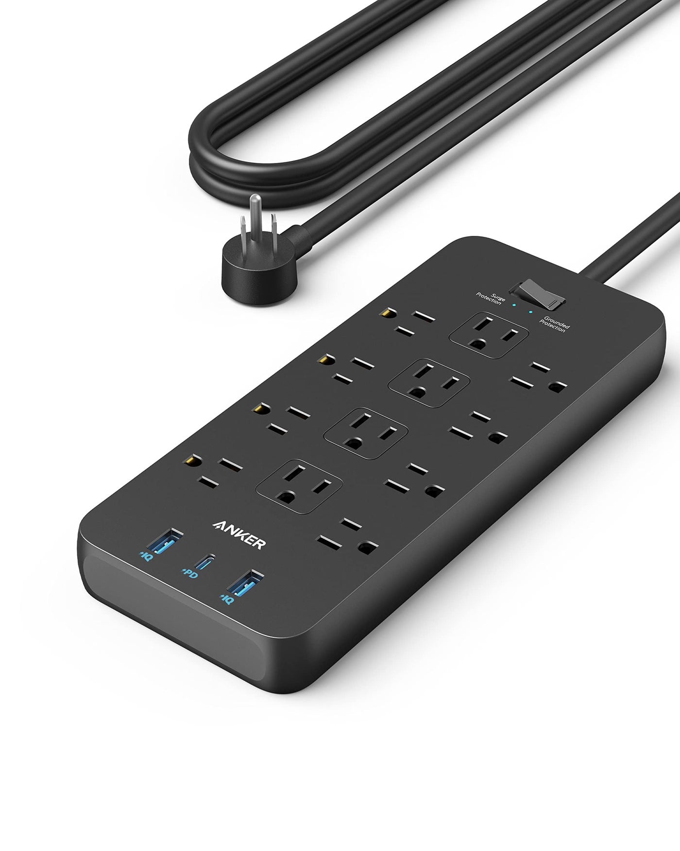 Anker Power Strip with 2100J Surge Protector, Outlet Extender, 10ft Extension Cord with Multiple Outlets, 12 AC, 2 USB A,1 USB C Port for 20W, Home Office, Dorm Room Essentials, TUV Listed