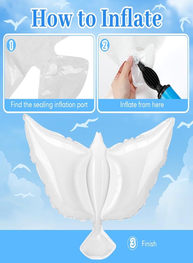 Arrowbash بالونات حمامة بيضاء من Arrowbash، 12 قطعة، مقاس 19.7 بوصة، بالونات حمامة سلام تذكارية صغيرة من رقائق معدنية، طائر حمامة، لحفلات الجنازة وحفلات الزفاف وأعياد الميلاد والخطوبة وحفلات المحاربين القدامى، لوازم تزيين - Image 3