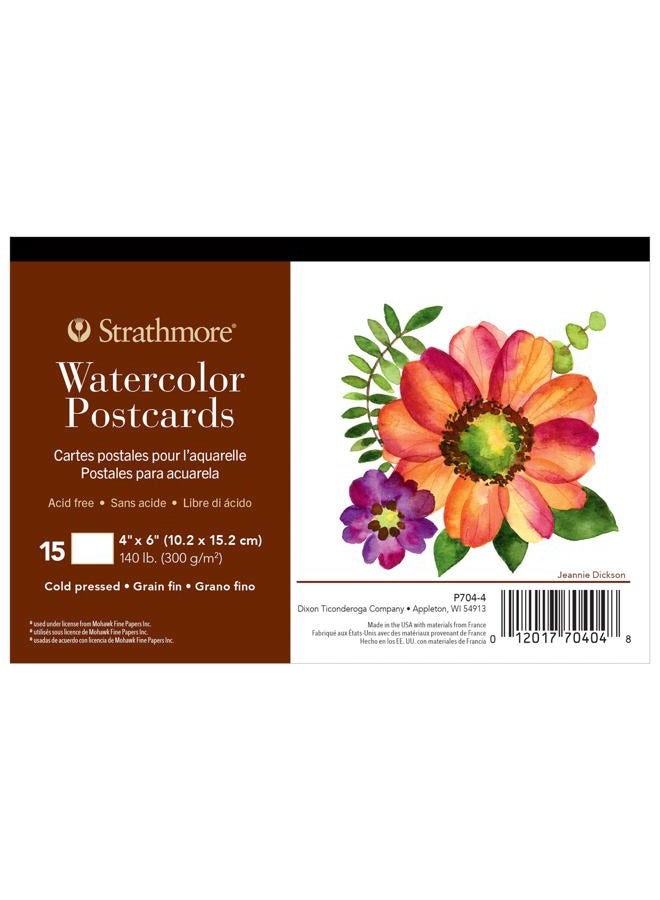 Strathmore Watercolor Postcard Pad, 4x6 inches, 15 Pack - Custom Greeting Cards for Weddings, Events, Birthdays - Image 1