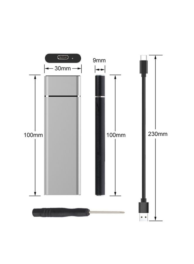 BURAQ M.2 NGFF to USB-C / Type-C USB 3.1 Interface Aluminum Alloy SSD Enclosure(Black) - Image 3