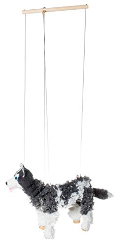 Artisan Owl Siberian Husky Marionette Puppet - Yarn Dog with Wooden Feet, Detachable Strings (Black) - Image 5