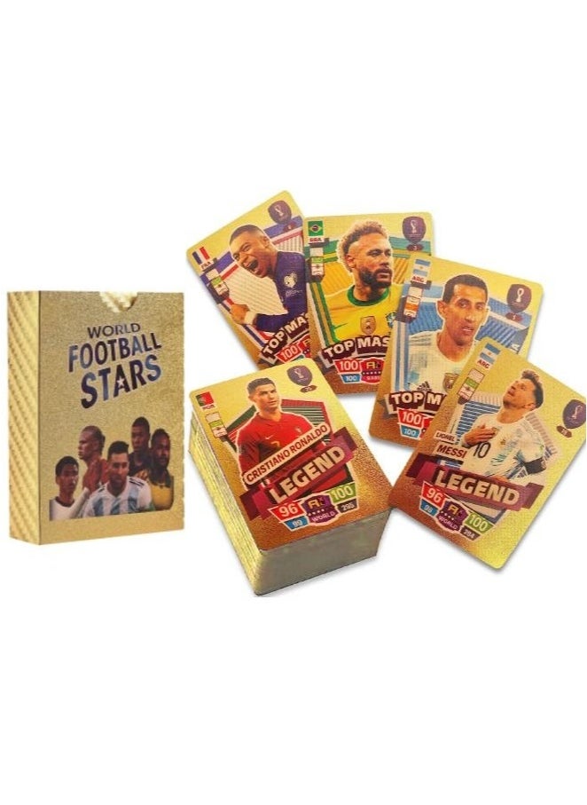 GIFT 55 PCS Gold Foil World Football Cards, Soccer Trading Card, Gold Foil Cards, No Repetition  - Image 1