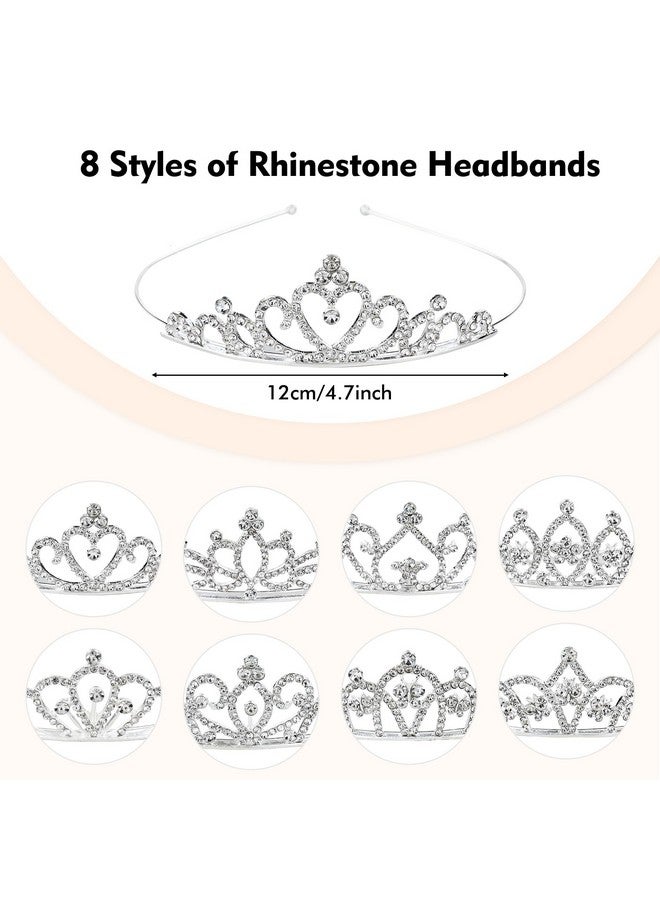 Cinaci 8 Pack Silver Metal Sparkly Glitter Rhinestone Crown Headbands Wedding Prom Birthday Party Princess Hair Tiaras Clasps Accessories for Kids Girls Teens Women Brides - Image 5