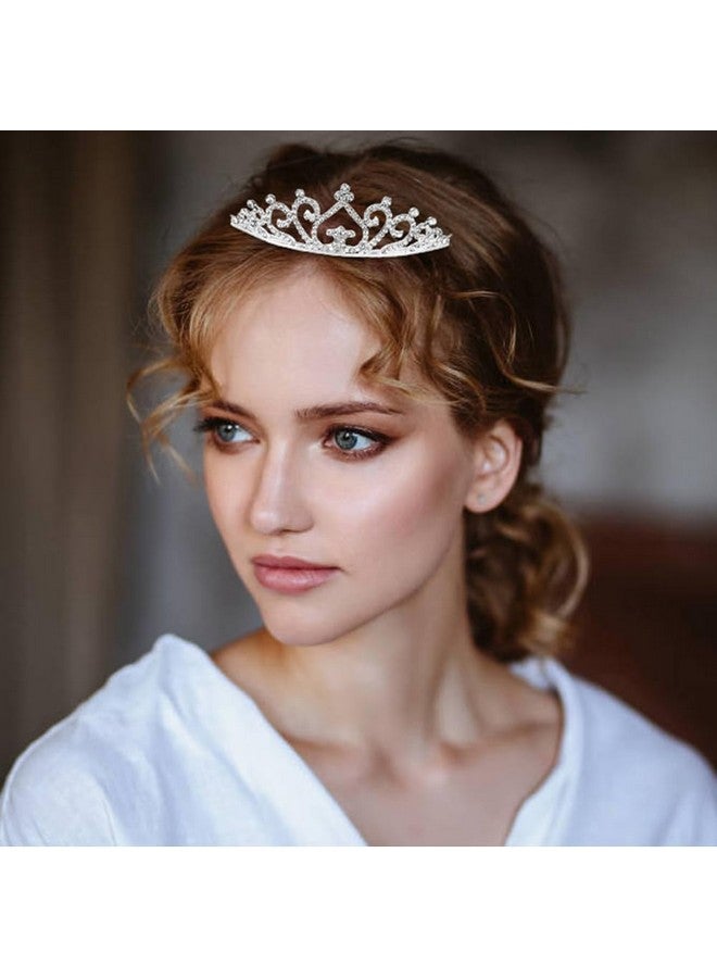 Cinaci 8 Pack Silver Metal Sparkly Glitter Rhinestone Crown Headbands Wedding Prom Birthday Party Princess Hair Tiaras Clasps Accessories for Kids Girls Teens Women Brides - Image 4