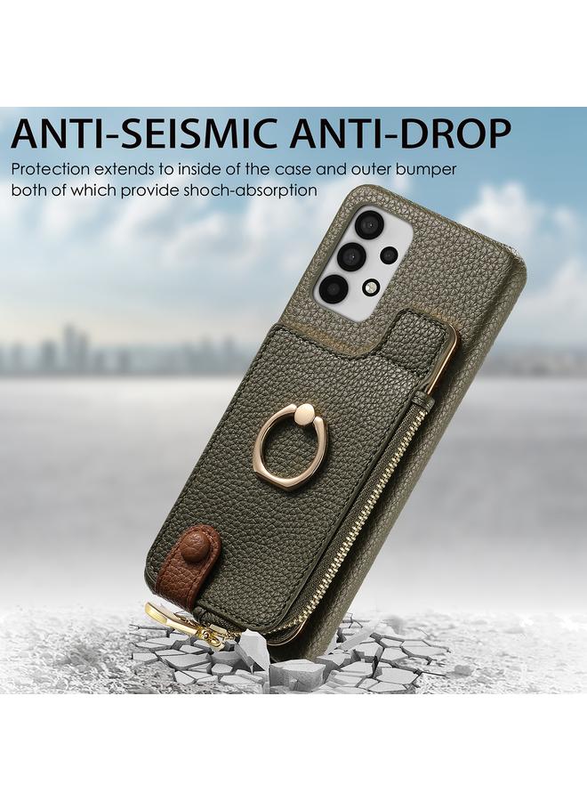 S-TOP Case For Samsung Galaxy A33 5G Litchi Leather Oil Edge Ring Zipper Wallet Back Phone Case - Image 2