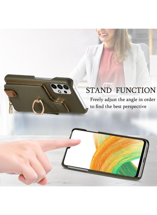S-TOP Case For Samsung Galaxy A33 5G Litchi Leather Oil Edge Ring Zipper Wallet Back Phone Case - Image 5