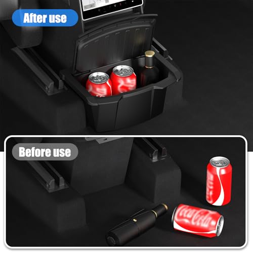 vnkesno 2026 Upgrade Rear Center Console Organizer for Tesla 2025-2026 Model Y Juniper Accessories, Partitioned Storage & Stable Installation, Seat Backseat Storage Trash Can Bin for Tesla Model Y Juniper - Image 4